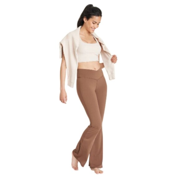 NWT Joylab Women's Size XXL Mocha High Rise Crossover Waistband Flare Leggings - Picture 3 of 14